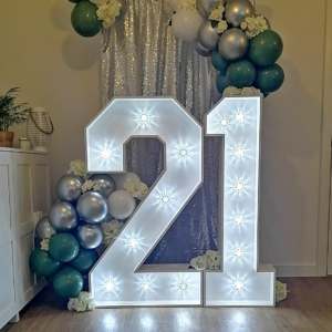 Birthday Sequin Backdrop Package Light Up Numbers