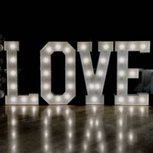 4ft White Light Up LOVE Lights to Hire Age in Lights Kent Surrey Sussex