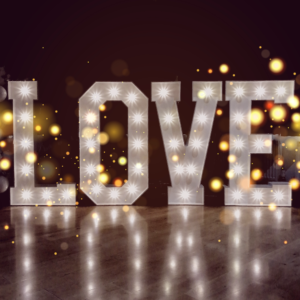 4ft Light Up LOVE Letters to Hire Age in Lights Kent Surrey Sussex
