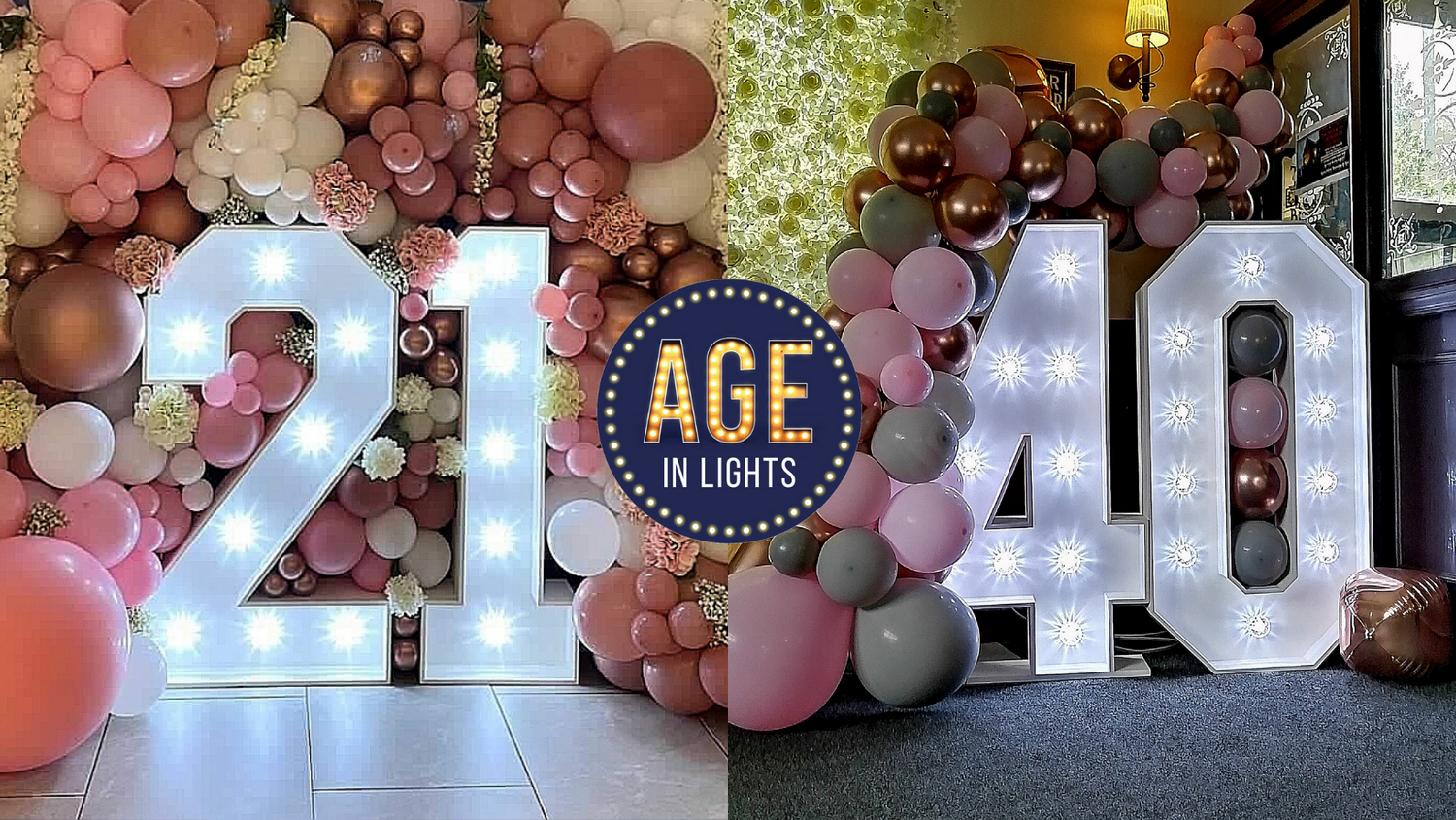21st Birthday and 40th Birthday Light Up Number Hire Age in Lights Kent Surrey Sussex