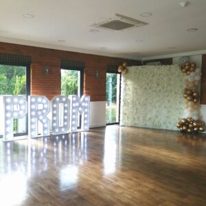 White Flower Wall Prom Light Up Hire Kent Surrey Sussex