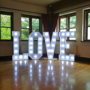 4ft light up LOVE letters for Hire Kent Surrey Sussex London